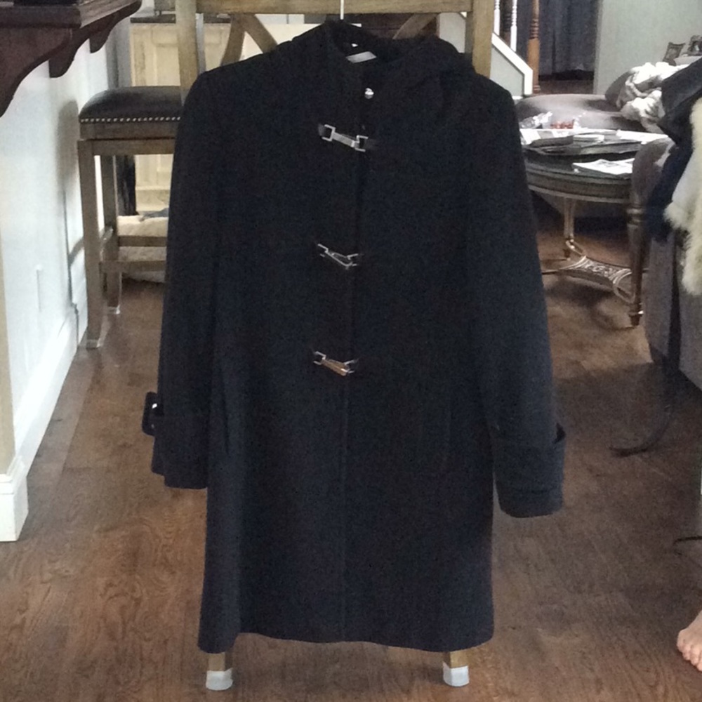 Black Buckle Coat With Hood
